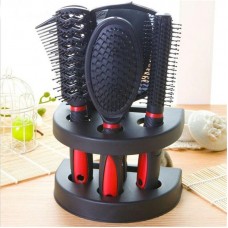 Healthcom Set of 5 Hair Combs Set Professional Salon Hair Cutting Brushes Sets Salon Hairdressing Styling Tool Mirror And Holder Stand Set Dressing Comb Kits for Women and Men